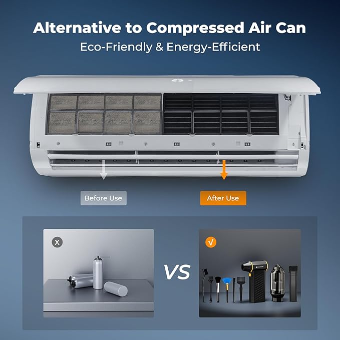 K&F CONCEPT 2025NEW Magnetic Compressed Air Duster, Electric Air Duster|300000RPM|3 Gear Adjustable|Super Wind Power|Rechargeable Brushless Motor|for Computer, Keyboard, Car, Home,Outdoor Cleaning