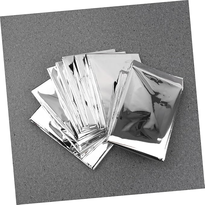 5pcs Emergency Survival Blanket Silver Reflective Insulated Rescue Blankets for Outdoor Camping Hiking First Aid Warmth Retention