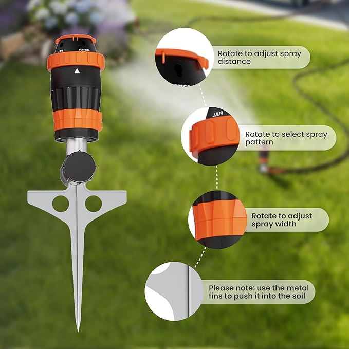 Giraffe Tools Garden Hose 100ft x 5/8", Water Hose Heavy Duty, Flexible with Watering Timer Nozzle and Yard Sprinkler, Lightweight Hybrid Hose with Swivel Handle, Male to Female Fittings