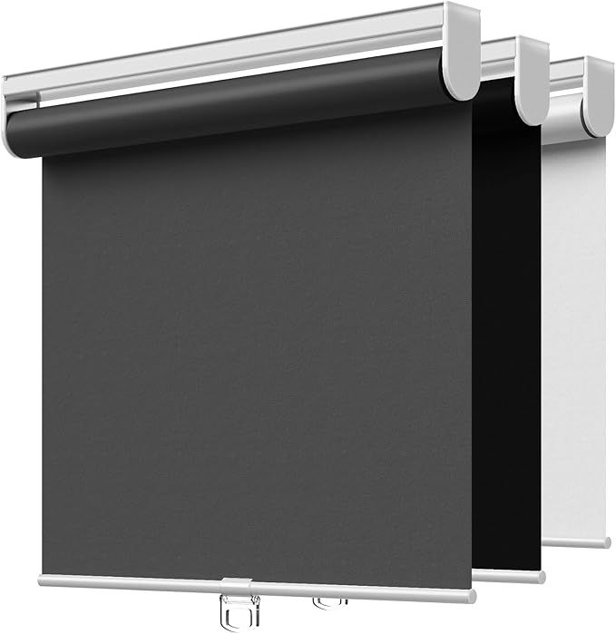 Cordless Roller Shades Blackout Blinds for Windows Room Darkening Rolled Up Shades with Spring System, UV Protection Window Shades Door Blinds for Home and Office (Grey, 30" W x 72" H)