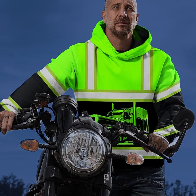 Matedecor High Visibility Hi Vis Hoodie for Men - Jobs Collection Custom Name Class 3 Reflective Safety Workwear