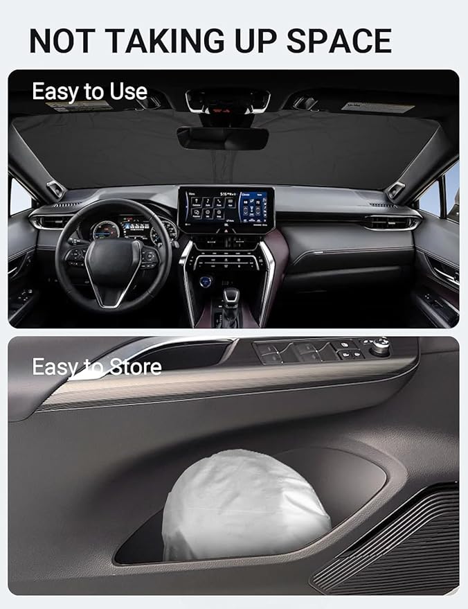 Proadsy 2025 Upgrade Windshield Sun Shade Custom Fit Toyota Venza 2021-2024 2025 4-Layer Foldable Front Sunshade Protector Sun Visor Blocks UV Rays Keep Car Cooler Accessories