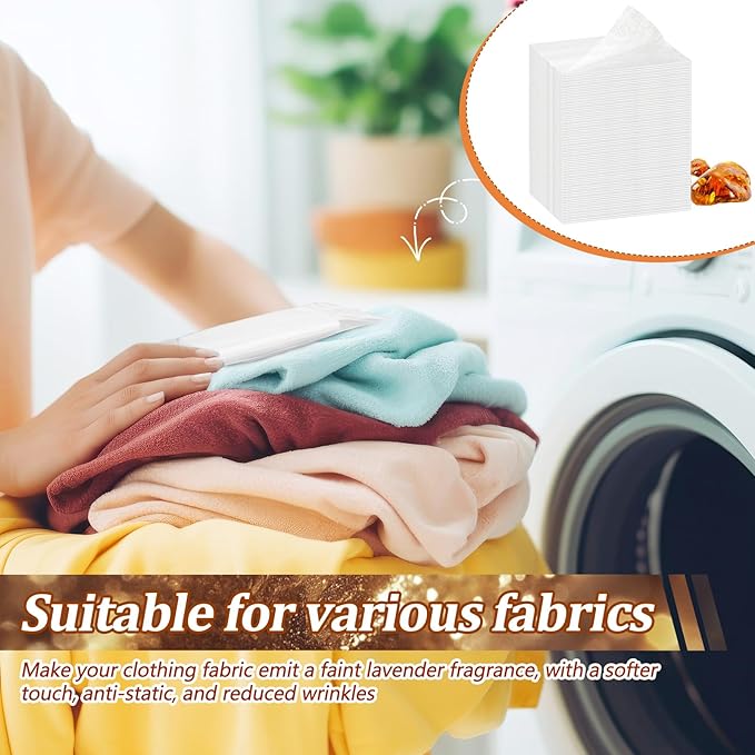 600 Count Dryer Sheets Bulk Fabric Softener Fresh Scent Dryer Sheets Naturally Softens and Removes Static Cling, Ideal for Large Households, Sensitive Skin(Amber)