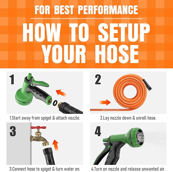 Garden Hose 50 ft x 5/8", NON-EXPANDING Flexible Water Hose, Kink Resistant Lightweight Hybrid Hose, Leakproof Yard Hose with Male to Female Fittings