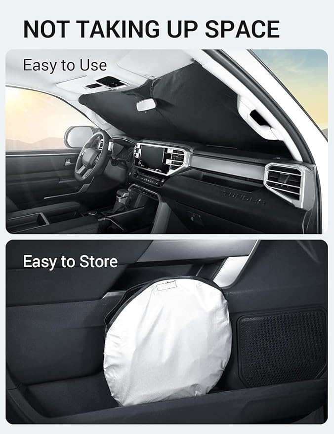Proadsy for 2022-2025 2026 Tundra Limited SR5 Platinum TRD Pro Pickup Windshield Sun Shade 4-Layer Foldable Front Sunshade Protector Sun Visor Blocks UV Rays Keep Car Cooler