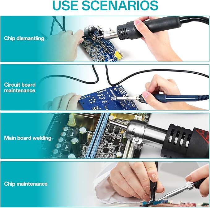 BK701D 700W Soldering Station, 2 In 1 Hot Air Rework & Soldering Iron Station, SMD ESD Safe Solder Station,Electronic Soldering Kit For Mobile Phone Laptop Repair or Circuit Board Soldering