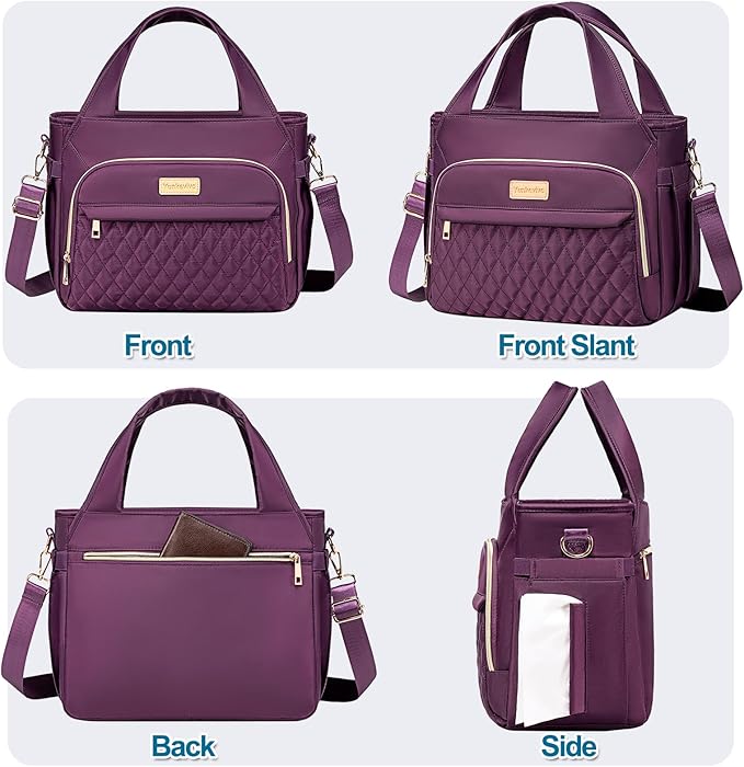 Lunch Bag Lunch Box Women - Insulated Lunch Tote Bag for Women Men, Leakproof Large Womens Lunch Bags for Work, Lunch Cooler Bag for Adult with Side Pocket for Picnic, Hiking, Beach (Purple)