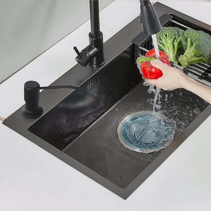 Soap Dispenser for Kitchen Sink and Extension Tube Kit, Stainless Steel Countertop SoapDispenser with 47 Inches Tube Connects Directly to Soap Bottle, Hand and Dish Soap Dispenser Pump (Black)