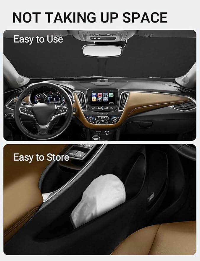 Proadsy Custom Fit Chevrolet Malibu 2016-2024 2025 Windshield Sun Shade 4-Layer Foldable Front Sunshade Protector Sun Visor Blocks UV Rays Keep Car Cooler