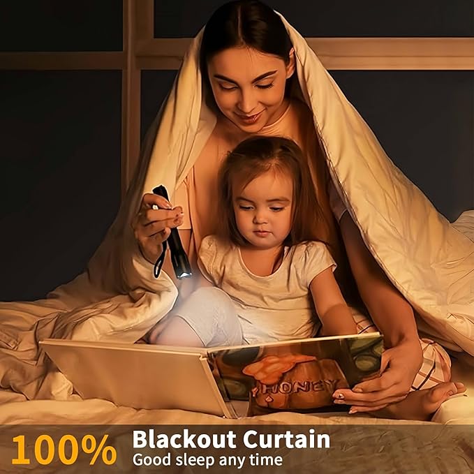 100% Portable Blackout Curtains, Portable DIY Blinds, No Drill Travel Blackout Blinds Sunblock Window Cover Black Out Curtains, for Baby Nursery, Travel, Dorm Room (157" x 57")