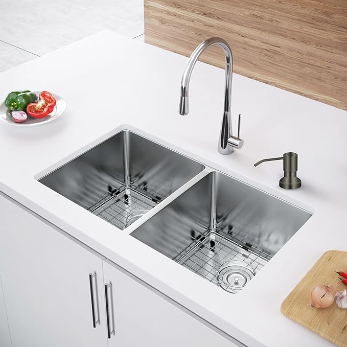 Soap Dispenser for Kitchen Sink, Sink Soap Dispenser with Longer Threaded Shaft, Stainless Steel Pump with 47" Extension Tube, Connects Directly to Dish Soap Container, Wide Pump Head Base(Gray)