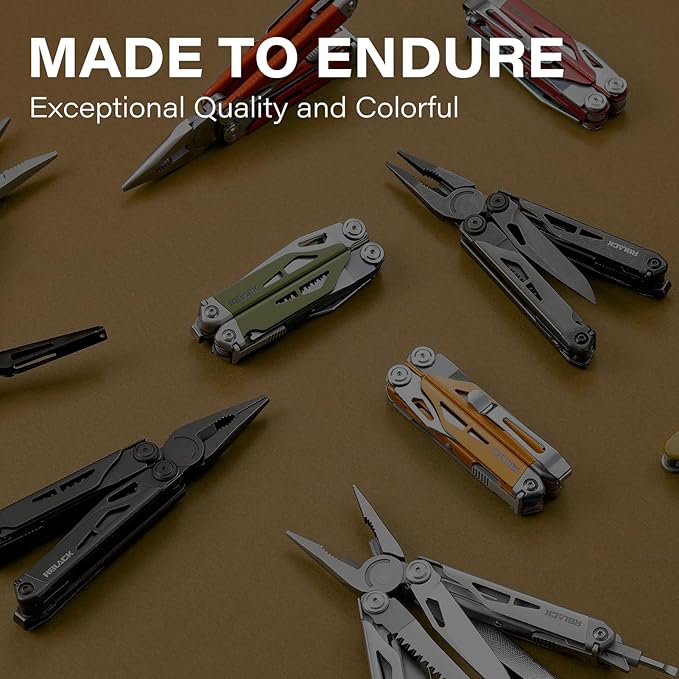 RBLACK Longeron21 EDC Multitool, 21-in-1 Heavy-duty Stainless Steel Finish Multi Tool Pliers with Safety Locking | Seat Belt Cutter - Men's Gift Set for DIY, Home, Garden & Outdoors