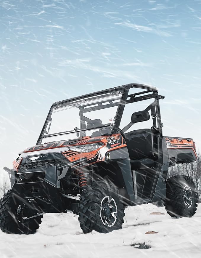 KEMIMOTO 2-IN-1 Flip Windshield Compatible with Ranger 1000, Scratch Resistant Fold Front Windshield Compatible with Polaris Ranger XP 900/1000/ Crew XP 1000/ Diesel 2014-2025