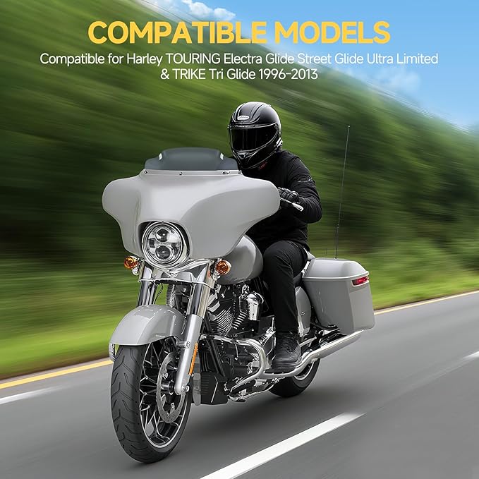 Motorcycle 6 inch Windshield Windscreen Windshield Fit For 1996-2013 Harley Davidson Touring Street Glide Electra Glide Tri Glide Flht Flhx Flhtk Flhtc Flhtcu, Smoke