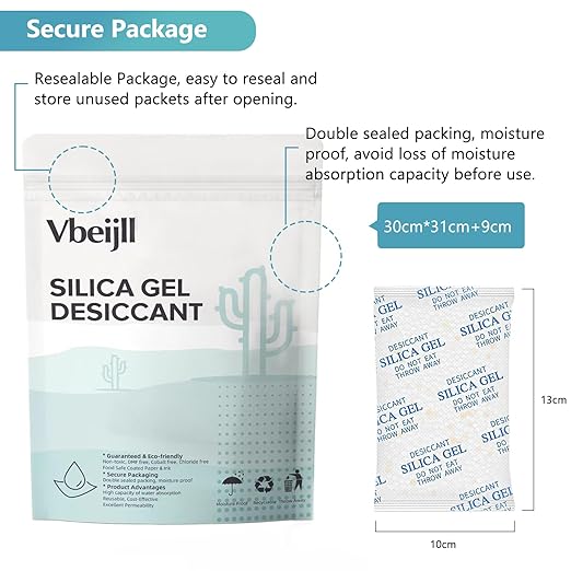 100 Gram (15 Pack) Color-Indicating Silica Gel Packets, Premium Food Grade Desiccant - Rechargeable Moisture Absorbers for Food Storage, Electronics, 3D Filament & Safes