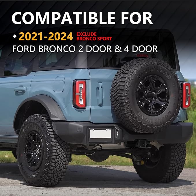 for Ford Bronco Tow Hitch Trailer Kit Compatible for 2021 2022 2023 2024 2025 Ford Bronco 2 Door & 4 Door 2 Inch Hitch Receiver with Cover, Rear Bumper Towing Hook Combo (Exclude Bronco Sport)