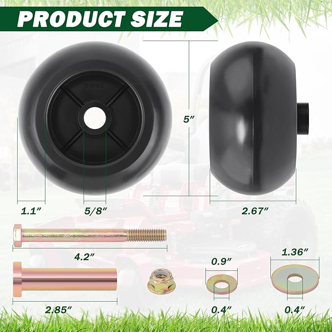 CheeMuii 6 Pack Lawn Mower Deck Wheel Kit Heavy-duty Mower Anti Scalp Deck Wheels Replace for Bad Boy 022-5234-98 Replace for Exmark 103-4051 103-7263 Etc