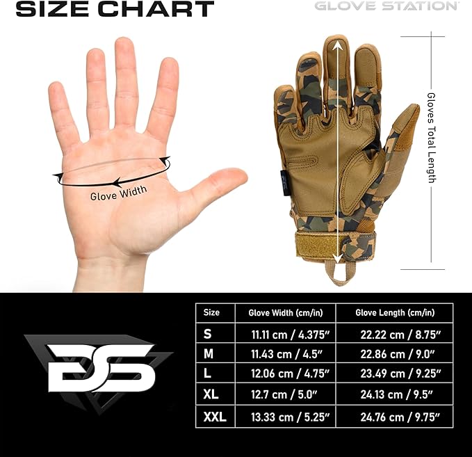 Glove Station Tactical Gloves for Men – Touchscreen Utility Gear with Hard Knuckle Protection Used in Motorcycle, Airsoft, Combat, Police, Shooting & Outdoor Work