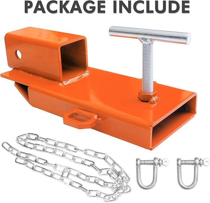 Forklift Ball Hitch Attachment, EBESTTECH 1PC Forklift Trailer Hitch Attachment 2" Receiver Trailer Towing Adapter with Chain Orange