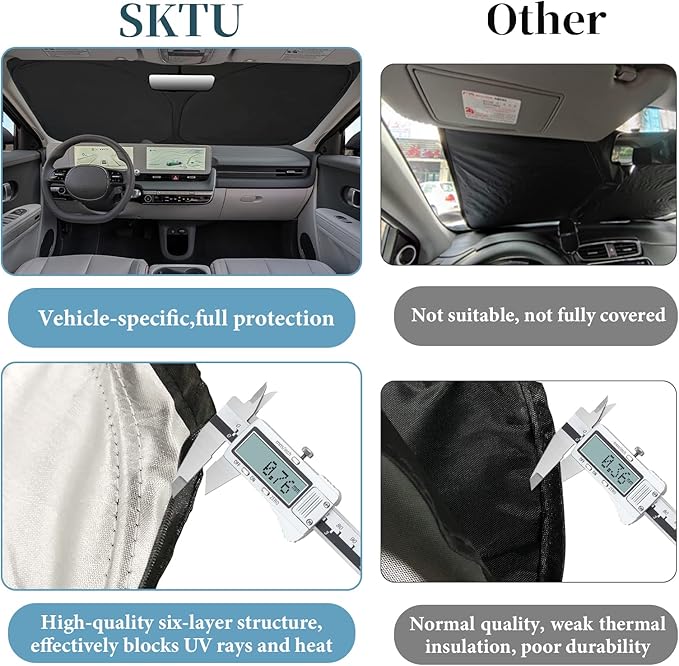 SKTU 2023 2024 Ioniq 5 Front Windshield Sunshade for 2022 2023 2024 Hyundai Ioniq 5 Windshield Sunshade Foldable for Blocks UV Rays and Blocks Heat and Sun Keeps Vehicle Cool
