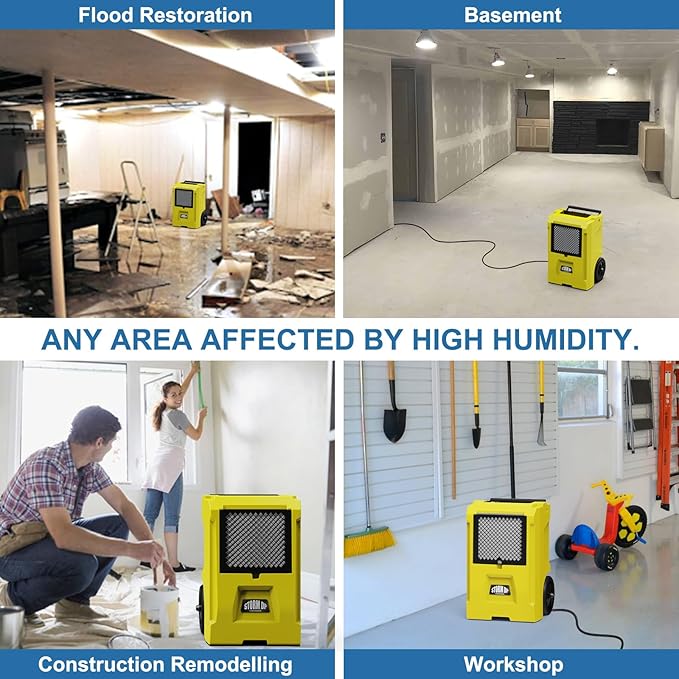 ALORAIR 110 PPD Commercial Dehumidifier APP Control Basement Dehumidifier Up to 1,300 Sq.Ft Dehu with Drain Hose for Garage, Basements, Flood Repair, Industrial Use