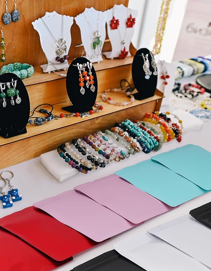 FireKylin 100 Pack Resealable Packaging Bags for Small Business Double-Sided Color Smell Proof Bags for Food Storage Flat Bags (Blue, 2.7" x 3.8")