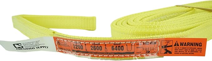 DD Sling. Multiple Sizes in Listing! (USA Made) 1" x 16', 2 Ply, Nylon Lifting Slings, Eye & Eye, Heavy Duty, 3,200 lbs Vert, 2,600 Choker, 6,400 Basket (USA Nylon) (1" x16')