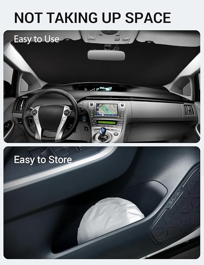 Proadsy 2025 Upgrade Windshield Sun Shade Custom Fit 2010-2015 Toyota Prius Foldable Front Sunshade Protector Sun Visor Blocks UV Rays Keep Car Cooler