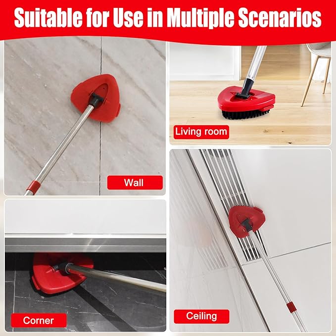 Spin Mop Handle Replacement for OCedar,Mop Handle for OCedar,4-Section 30-58" Mop Handles for O Cedar, 2 Pack Mop Scrubber and Mop Base for Ocedar EasyWring 1 Tank,Use for Hard Floor Cleaning