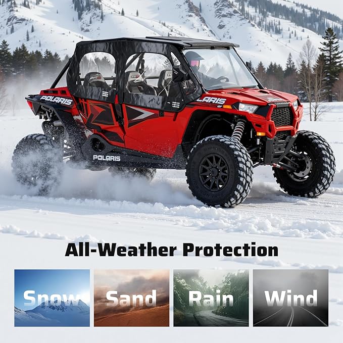 Ehaho Soft Upper Doors Compatible with Polaris RZR XP, Upper Windows Fit with Side Mirror, Upgrade Waterproof Zippers Cab Enclosures Windshield for Polaris 2014-2023 RZR XP 4 1000/19-21 XP4 TURBO
