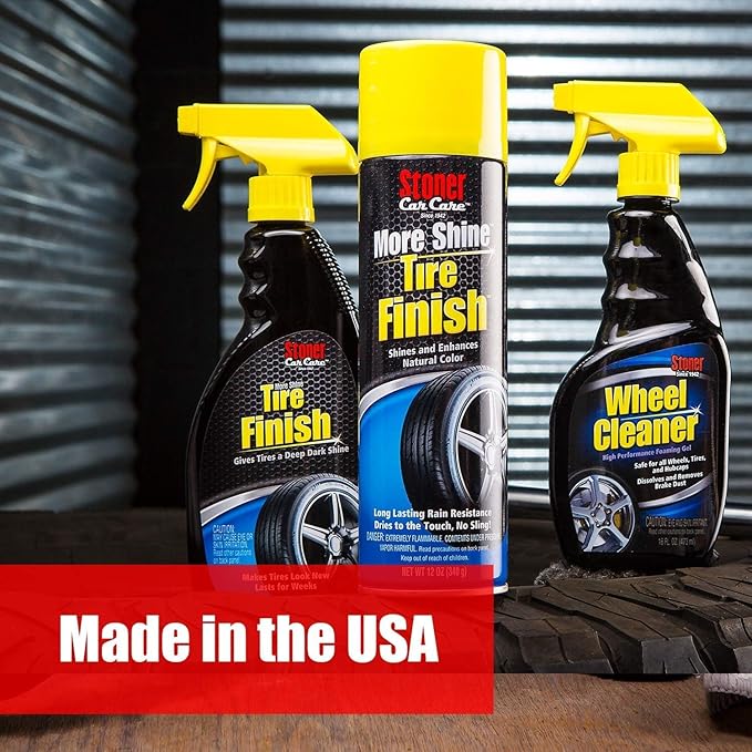 Stoner Car Care 91044-4PK Original More Shine Tire Finish – Tire Shine Spray for a Deep Matte Black Finish with Long-Lasting Rain-Resistant Protection, Non-Greasy No Sling – 12 oz (Pack of 4)