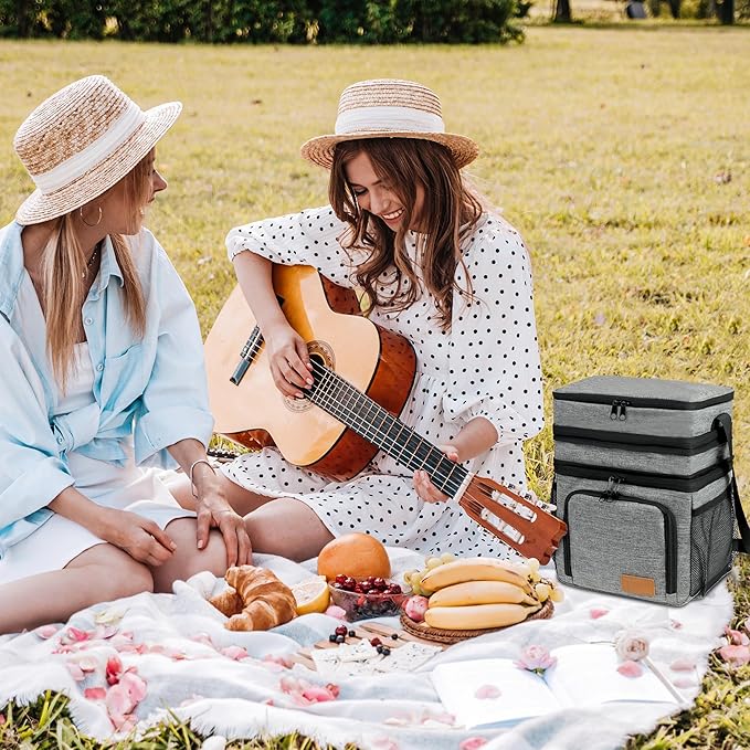 Insulated Lunch Bag for Women Men, Reusable 3 Layers Lunch Box Women, Expandable Reusable Water-resistant Lunch Box for Work Travel Office Picnic Hiking