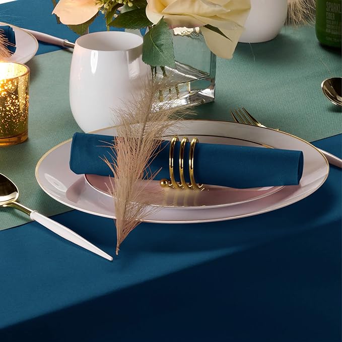 Linen-Feel Colored Paper Napkins - Decortive Cloth-Like BLUE Luncheon Napkins - Soft And Absorbent. For Kitchen, Party, Wedding, Dinner Or Any Occasion. (Pack of 50)