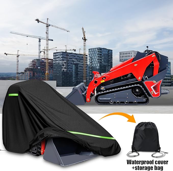 Skid Steer Loader Cover, Suitable for Bobcat MT100, Kubota SCL1000, New Holland C314, and CASE TL100 600D Oxford Cloth Loader Cover, Waterproof and UV Resistant (Black, Without Cockpit (only Cover))