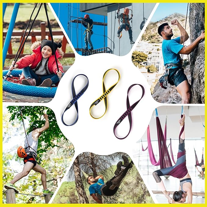 18mm Nylon Climbing Sling Runner 23KN CE2008/EN566 Certified - Webbing Straps for Outdoor Rock Climbing, Rappelling, Swing, Yoga Hammock etc