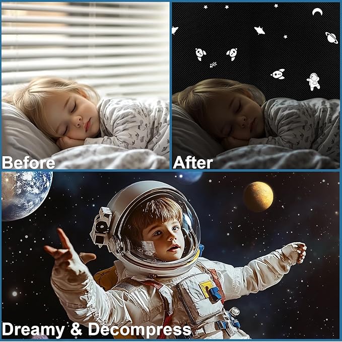Aviation Blackout Curtains, 100% Blackout Shade for Window,No Drill Blackout Shades, 118x57'' Space Themed Curtains for Bedroom, Travel, Baby Rooms (Aviation & Space)