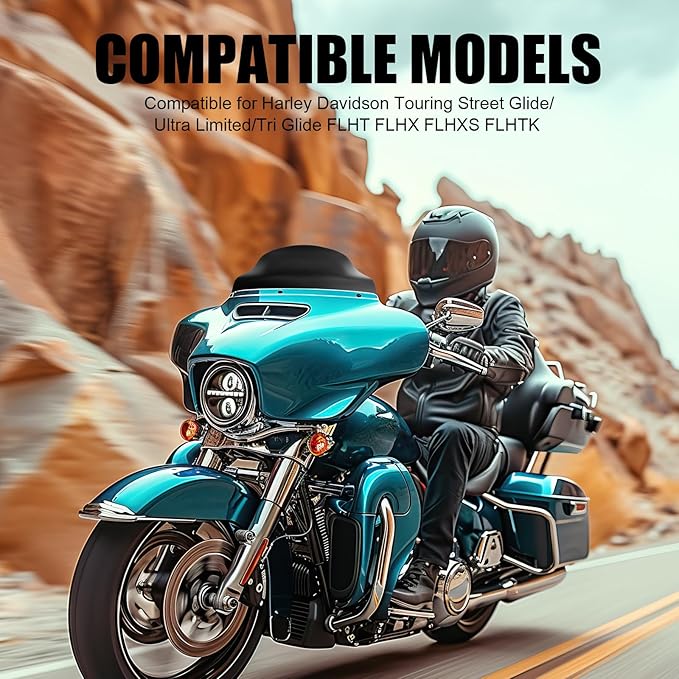 JMTBNO Black 9" Wave Windshield Windscreen Compatible for 2014-2024 Harley Davidson Touring Street Glide/Electra Glide/Ultra Limited/Tri Glide FLHT FLHX FLHXS FLHTK