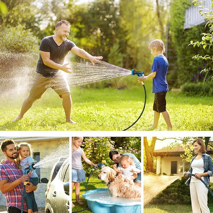 200 ft Expandable Garden Hose - 2025 New Kink Free Flexible Water Hose 200ft with 10 Pattern Spray Nozzle, 3/4 Solid Brass Connectors, Retractable Latex Core - Lightweight Expanding Hose
