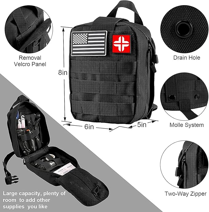 Survival Kits, Gift for Men Dad Husband, 142 in 1 First Aid Kit, Emergency Kits, Survival Gear and Equipment with Molle Pouch for Camping Hiking Outdoor