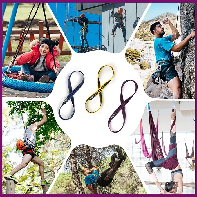 18mm Nylon Climbing Sling Runner 23KN CE2008/EN566 Certified - Webbing Straps for Outdoor Rock Climbing, Rappelling, Swing, Yoga Hammock etc