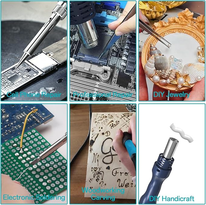 BK8586D Soldering Station 2-In-1 SMD Hot Air Rework Station,Solder Iron Station Kit for Electronics, 5 Soldering Tips, 2 Hot Air Nozzles,Tweezers, Solder Wire,Desoldering Pump,Solder Sucker