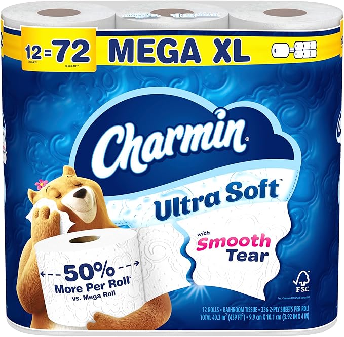 Charmin Ultra Soft Toilet Paper 12 Mega XL Rolls, 336 Sheets Per Roll