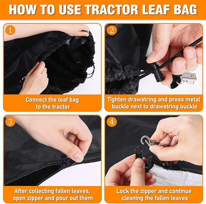 2025 New Large Lawn Tractor Leaf Bag - Grass Catcher Bag, 79x52 Inch Leaf Bag with Extra Large Capacity for Fast Leaf Collection, Heavy Duty Materials Fits for Most Riding Lawn Mowers