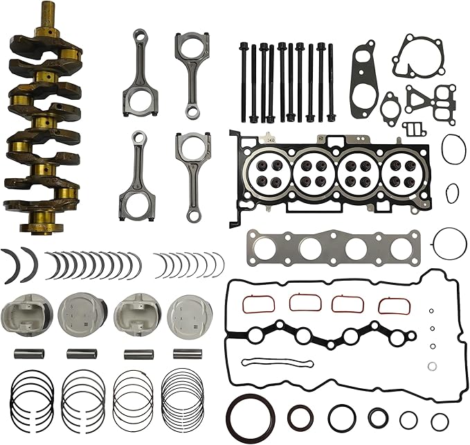 G4KE 2.4 Engine Rebuild Overhaul Kit w/Crankshaft & Con-Rods & Pistons kit Fit for Hyundai Santa Fe Sonata Tucson for Kia Optima Sorento 2.4L 2007-2020 Replace# 23510-25220 23111-2G200 23060-2G400
