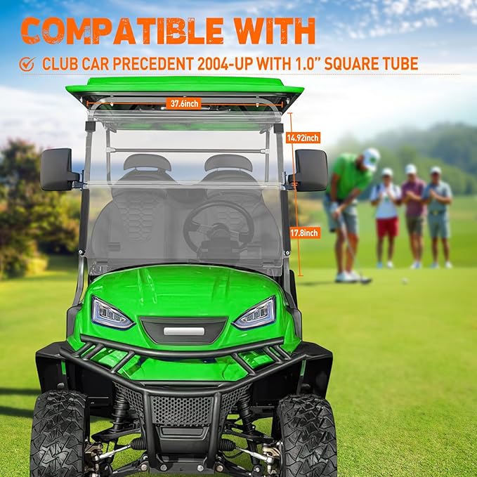 Nilight Golf Cart Windshield for Front Window Foldable Windproof UV Protection Compatible with Club Car Precedent Gas or Electric 2004-Up, Scratch and Impact Resistant, Clear Acrylic