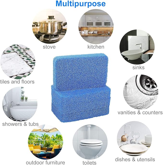 Silicone Sponges Kitchen Scrubber, Sponges for Dishes, Fragrance Free, Odor Free, 10 PCS Non-Scratch Scrub Sponges, Blue