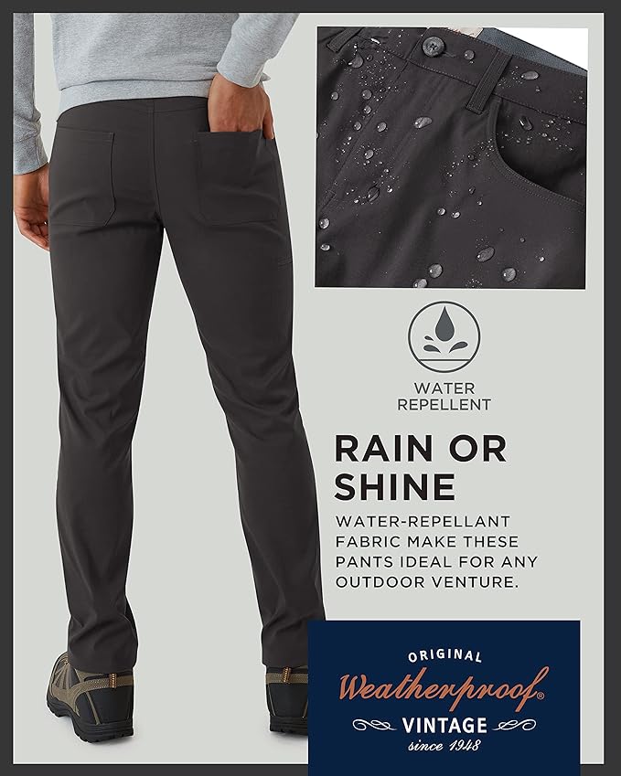 Weatherproof Vintage Casual Hiking Pants for Men - Lightweight Stretch Travel Mens Work Pants with Utility Cargo Pocket