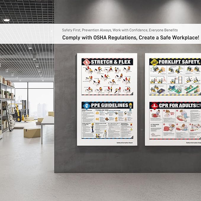 Stretch and Flex Poster 18" x 24" – OSHA Compliant Office & Workplace Stretching Guide, Full-Body Flexibility, Injury Prevention & Mobility Exercises, Ideal for Desk Workers & Sedentary Jobs