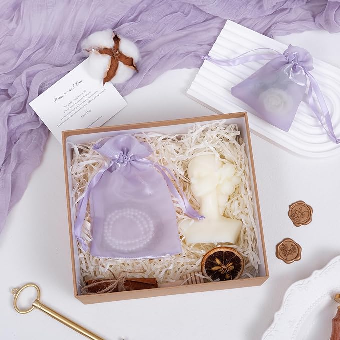 20 Pcs Lilac Purple Organza Bags 6X9 inch for Wedding Favors with Drawstring, Large Mesh Gift Bags Jewelry Pouch for Candy Bridal Shower Party Favor Baby Shower Christmas