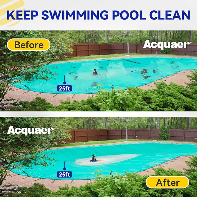 Acquaer 1/3 HP Automatic Swimming Pool Cover Pump, 2950 GPH Submersible water pump with 3/4” Check Valve Adapter & 25ft Power Cord, Water Removal for Pool, Hot Tubs, Rooftops, Water Beds and more